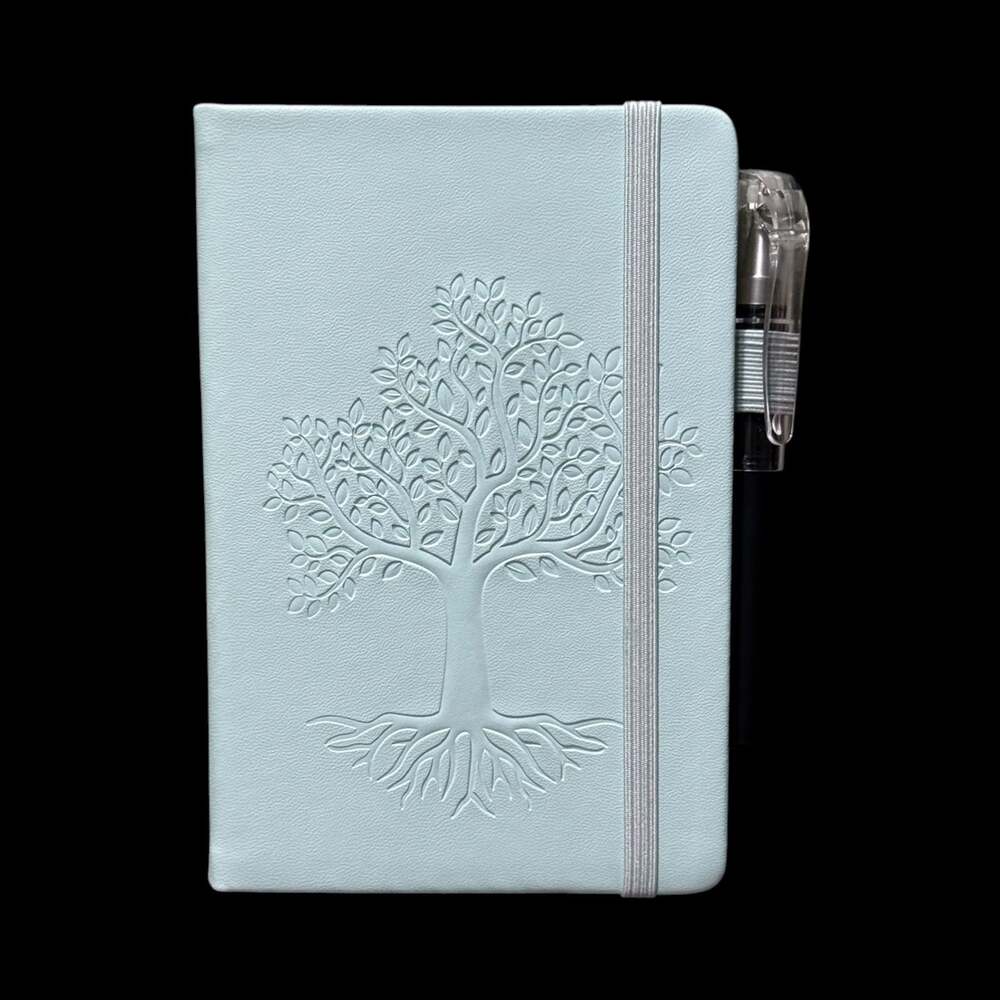 Pastel Blue Tree of Life Embossed Small Hardcover Lined Journal with Pen
